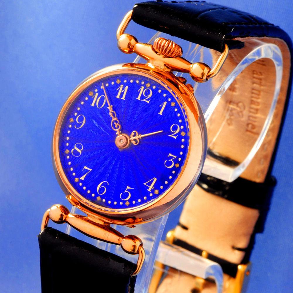 Jaeger LeCoultre 1880 Ladies Solid 18k Gold with Hand Painted Enamel Bird Scene on Back of the Watch