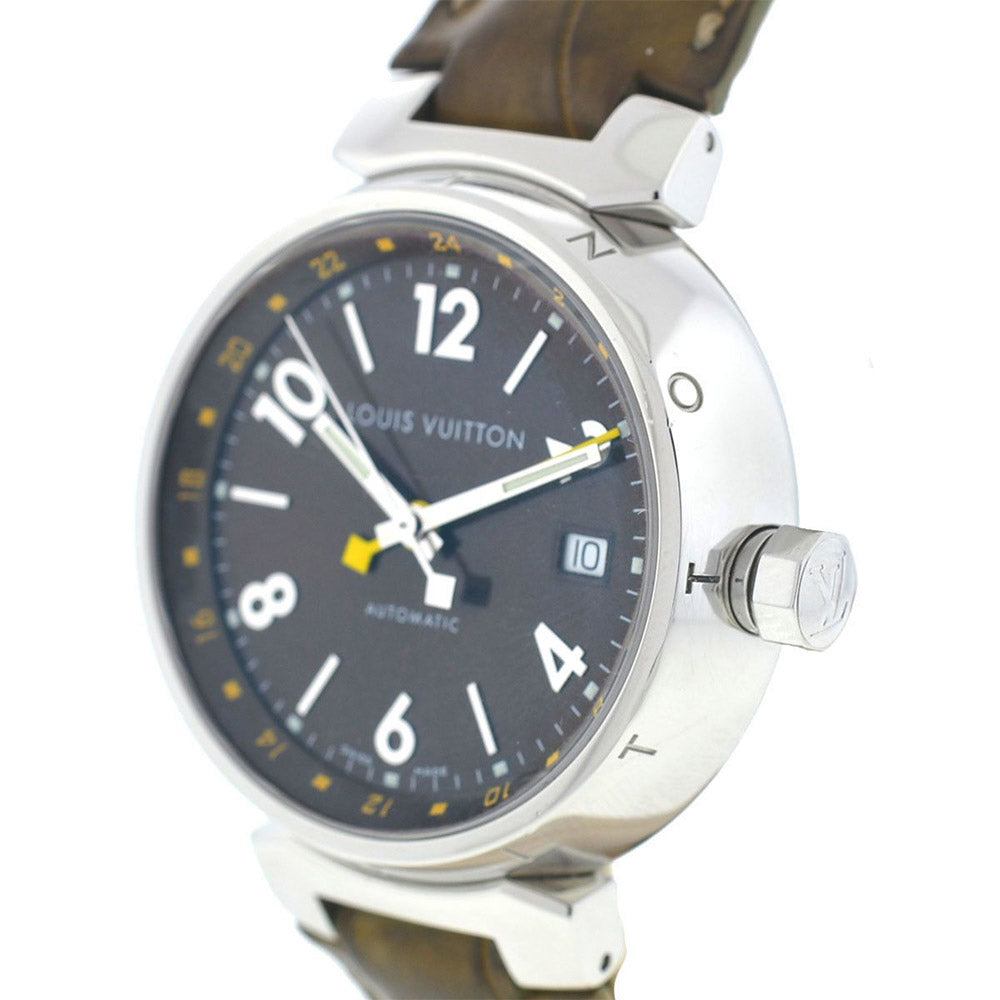 Louis Vuitton Tambour GMT Stainless Steel Watch Q1131