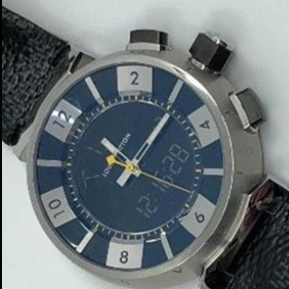 Louis Vuitton - Elegant Tambour Blue Dial with Black Leather Band