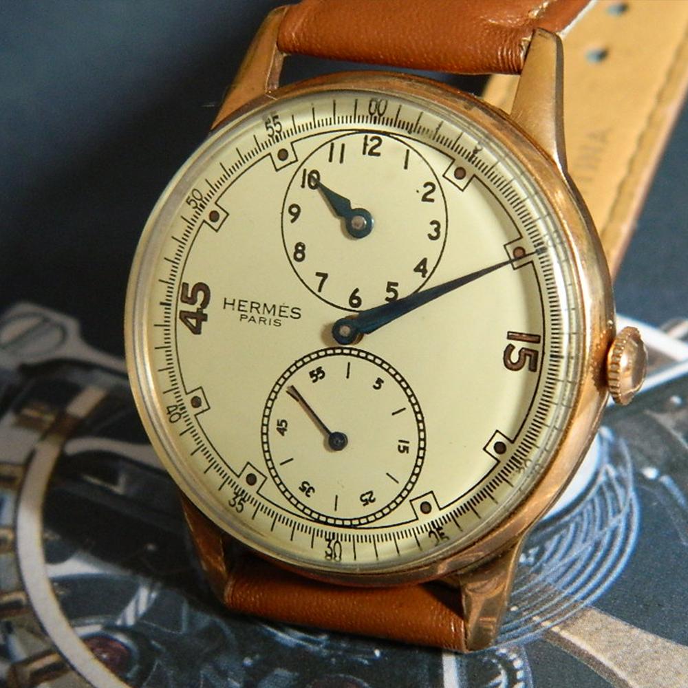 HERMES Goverre ブラウンレザー 時計 Hermès - Circa 1950's – Every Watch Has a Story