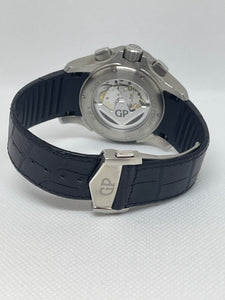 Girard-Perregaux - World Time Chronograph Traveller Mens Automatic Steel on Black Crocodile Strap with Black Dial