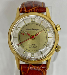 Vintage Girard Perregaux Alarm 2 Toned Textured Dial 33.8MM Gold Plated Case