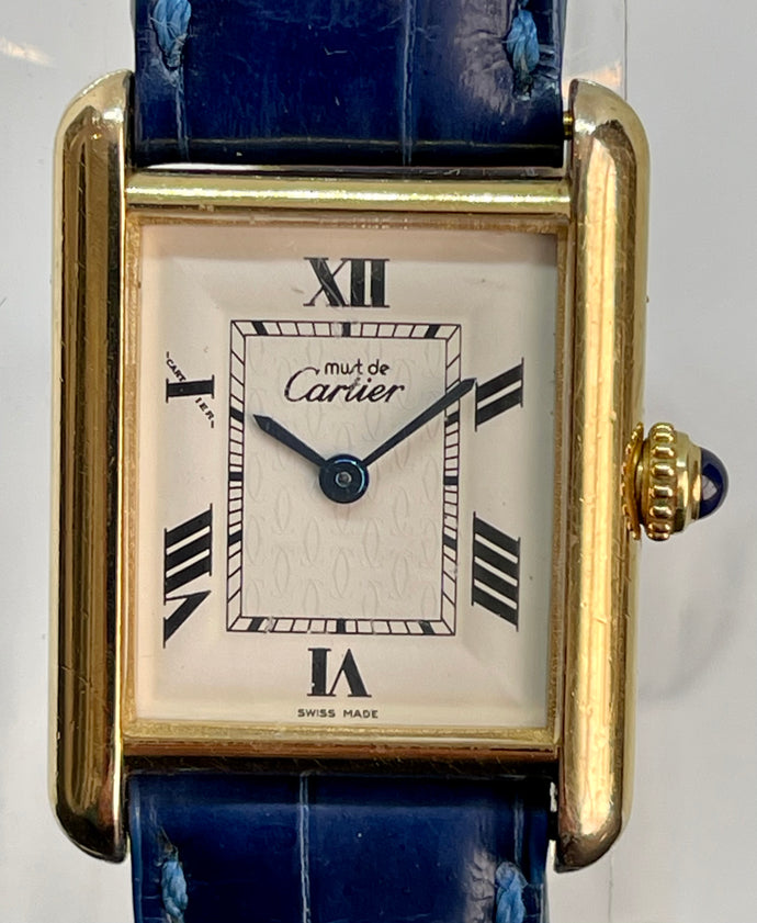Cartier - Ladies Tank Watch with Navy Deployant Band – Every Watch Has ...