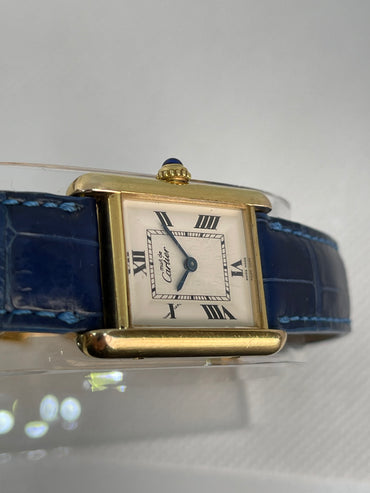Cartier - Ladies Tank Watch with Navy Deployant Band – Every  display picture 3