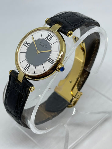 Cartier VERMEIL シルバー925 腕時計 クォーツ Cartier Must De Silver 925 Argent Vermeil Ronde Quartz 30mm Watch