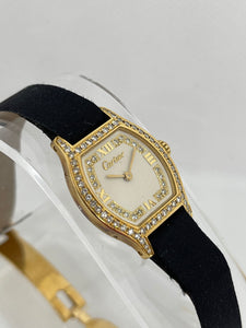 Cartier - Circa 1970 Solid Gold Diamond Encrusted Ladies Watch