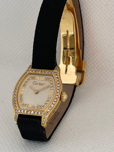 Cartier - Circa 1970 Solid Gold Diamond Encrusted Ladies Watch