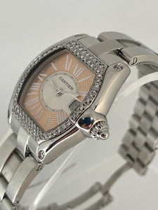 Cartier Peach Stainless Steel And Diamonds Roadster 2675