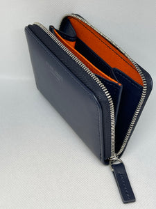 Ateliers Auguste- Cambon Zipper Wallet Navy Smooth Leather 