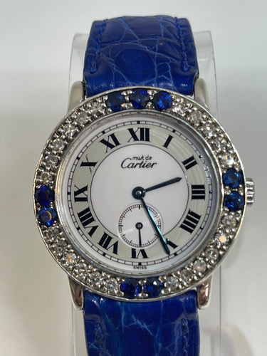 Cartier - Ronde Quartz 32mm 1.01TCW Diamonds & Blue Sapphires Watch