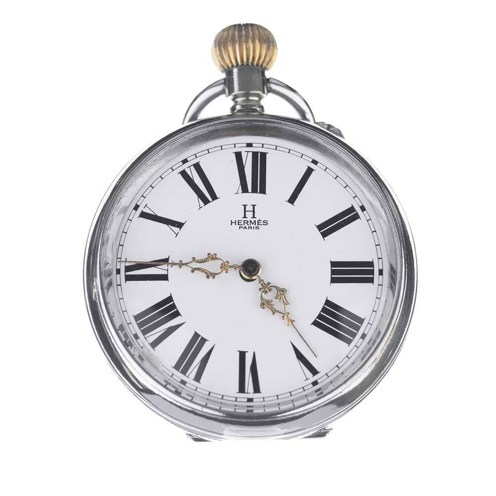 Hermès - Paris Vintage Pocket Watch Roman Numerals Dial Porcelain