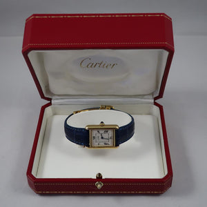 Cartier - Ladies Tank Watch with Navy Deployant Band
