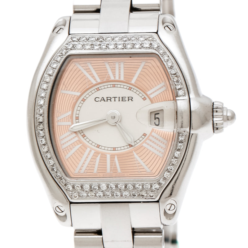 Cartier Roadster with Peach Dial &  Diamond Bezel (2675)