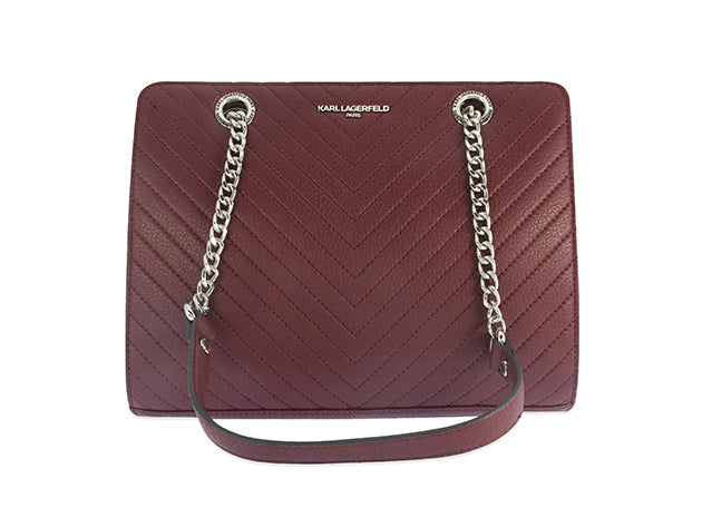 Karl Lagerfeld Charlotte Merlot & Silver Leather Shoulder Bag