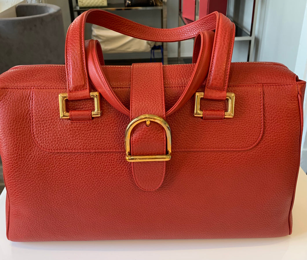 Chopard - Red Grained Leather Buckel Handbag