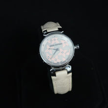 Louis Vuitton - Tambour Watch with Stunning Dial that Combines Diamonds and Pink Flowers - with Cream Leather Band