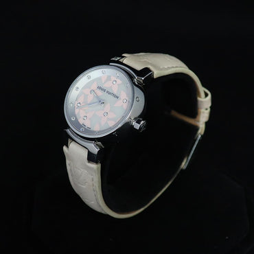 Louis Vuitton Pink and Cream Watch Strap Louis Vuitton Tambour Slim Vivienne Jumping Hours Sakura  main image 4