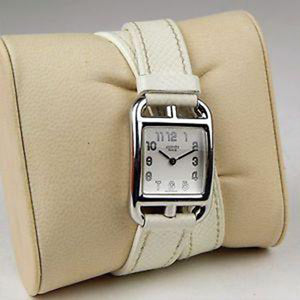 Hermes - Cape Cod PM Ladies Stainless Steel with White Double Tour Strap