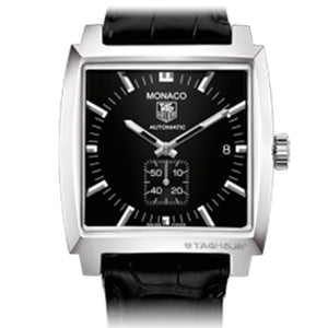 Tag Heuer - Monaco Automatic Watch - Steel Face - Black Leather Band