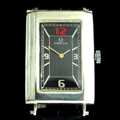 Omega - Circa 1960 Vertical Rectangle Art Deco Silver Swiss Wristwatch
