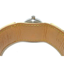 Louis Vuitton - Louis Vuitton Tambour Q1216 Beige Pink Leather Steel Womens Wrist Watch