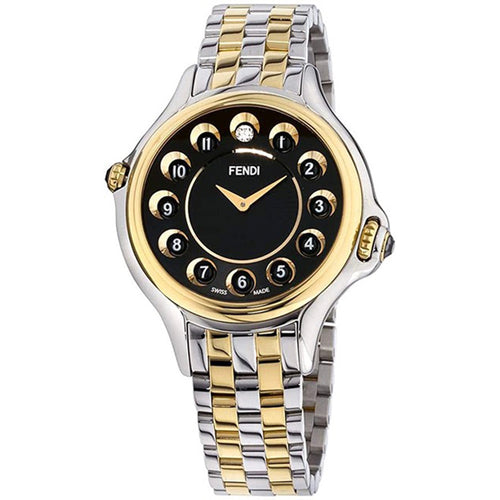 Fendi Crazy Carats Rolling Gemstones Two Tone Black Dial Ladies Watch