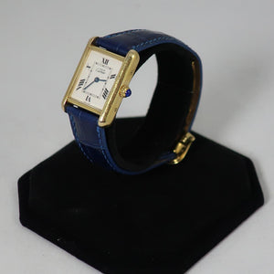 Cartier - Ladies Tank Watch with Navy Deployant Band