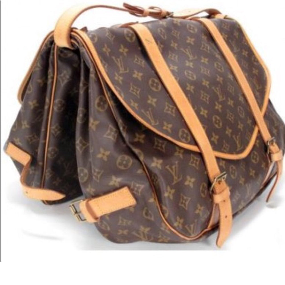 Louis Vuitton Saumur Monogram 43 Gm Saddle 869500 Brown Canvas Messenger Bag  For Sale at 1stDibs