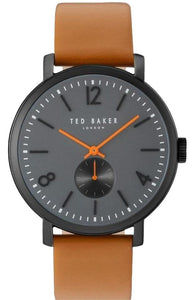 Ted Baker - Ted Baker Men's Brown Leather Band with Grey Analog Dial Watch