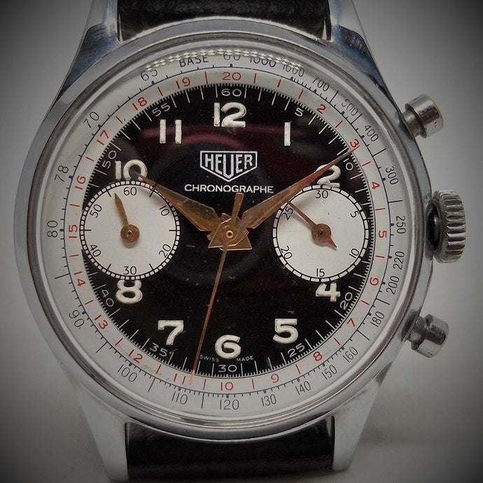 TAG Heuer - Astoundingly Rare Military Style Chronograph Timepiece - This Watch Pre-dates the Formation of TAG Heuer with Signed Movement