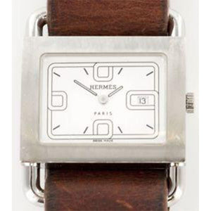 Herm&egrave;s - Barenia BA1.510 Stainless Steel Ladies Leather Wrist Watch 32mm X 40mm