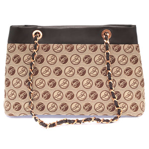Chopard - Mini Logo Brown Fabric &amp; Leather Handbag
