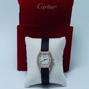 Cartier - Circa 1970 Solid Gold Diamond Encrusted Ladies Watch