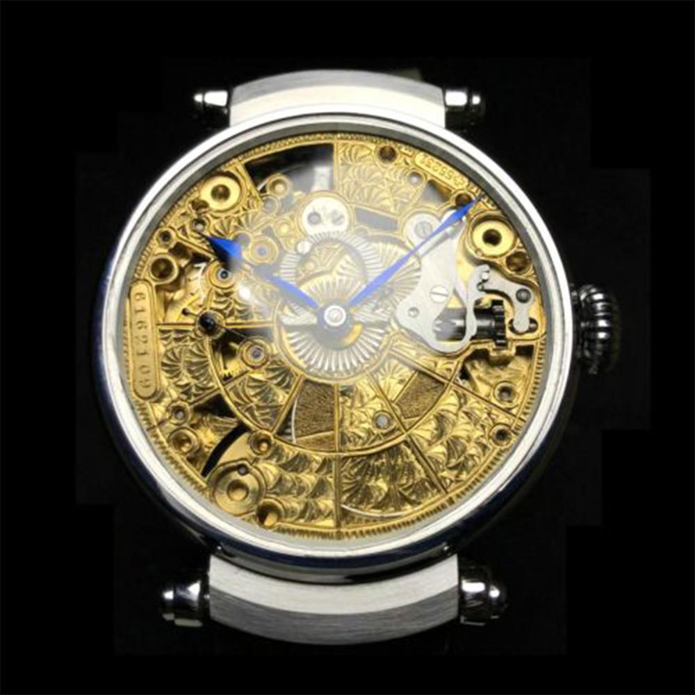 Omega - One of a Kind Wrist Watch Combining Antique Signed and Numbered Movement with a Modern Custom Made Skeleton Case