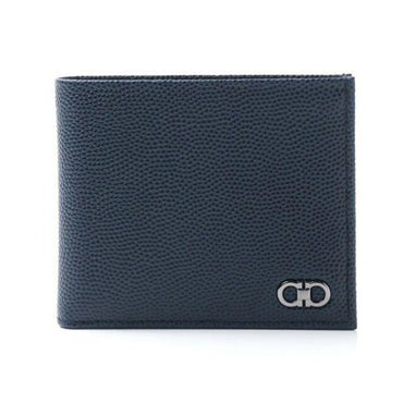 Salvatore Ferragamo - Men's Double Gancini Pebbled Leather Blue