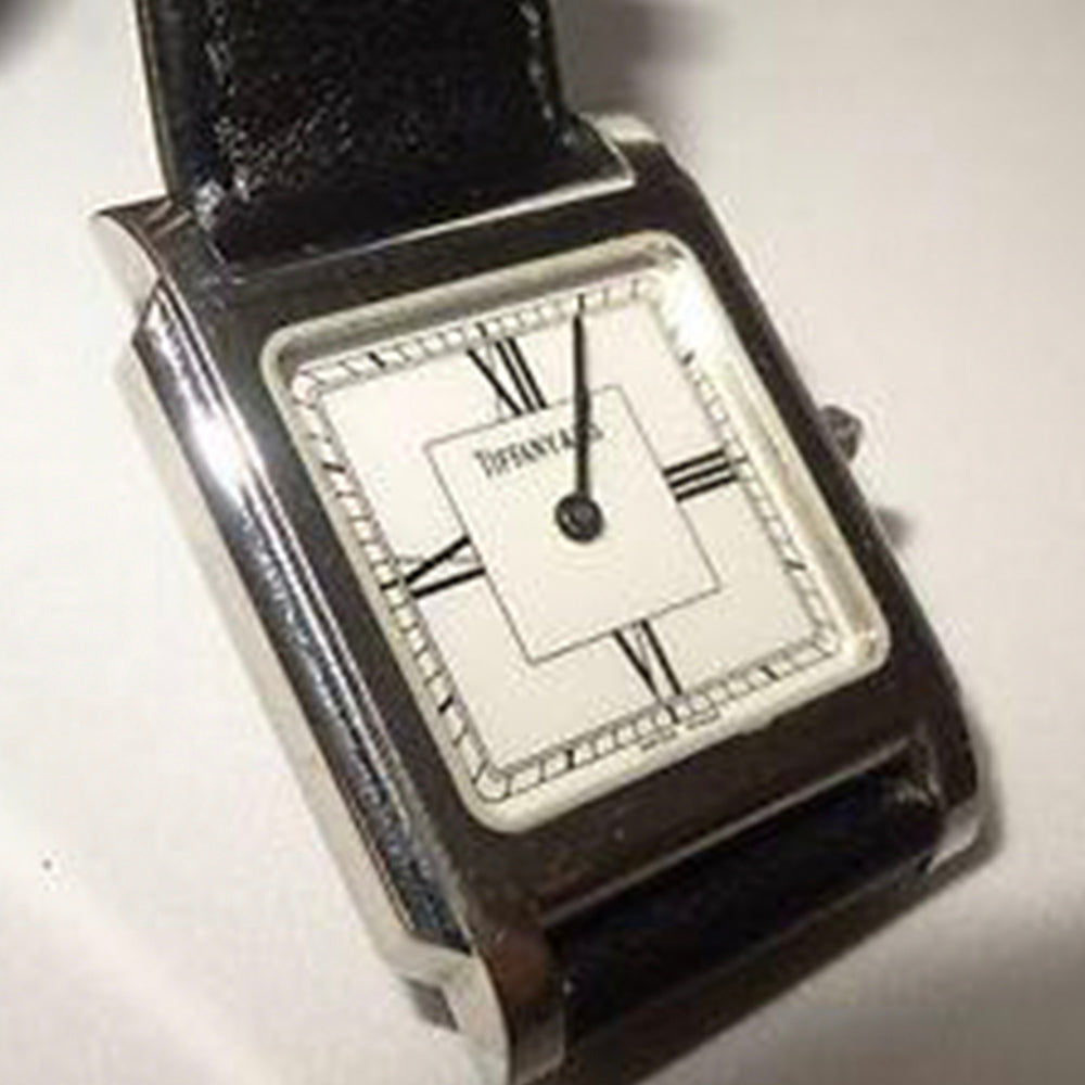 AUTHENTIC TIFFANY AND CO. Classic Rectangle Roman Watch Quartz Tiffany Rectangular Watch - 3 For Sale on 1stDibs | tiffany  main image 3