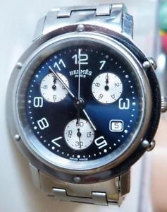 Hermès - Clipper Chronograph SS Watch CL1.910. 38mm. Blue Dial