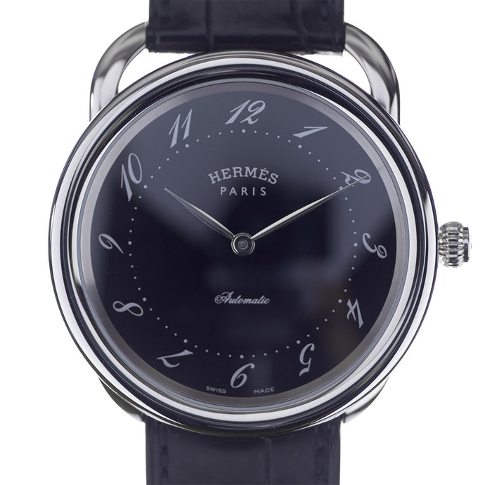 Hermès - Arceau Automatic Black Dial 41mm Men's Leather Strap Watch AR7.710GI