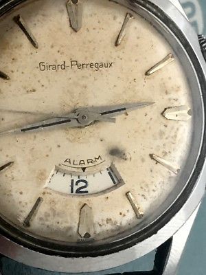Rare 1960's Girard Perregaux Alarm in Box Wind Up Stainless Steel