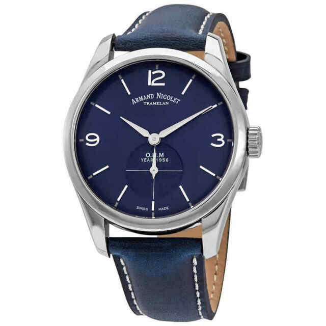 Armand Nicolet - LB6 Blue Dial Men's Hand Wound Leather Watch