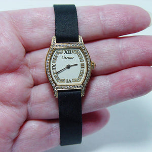 Cartier - Circa 1970 Solid Gold Diamond Encrusted Ladies Watch