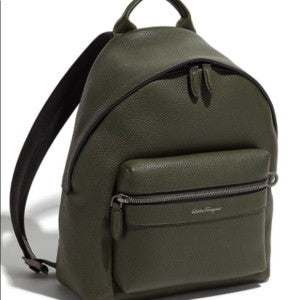 Salvatore Ferragamo Men's Calfskin Leather Backpack, Loden Green
