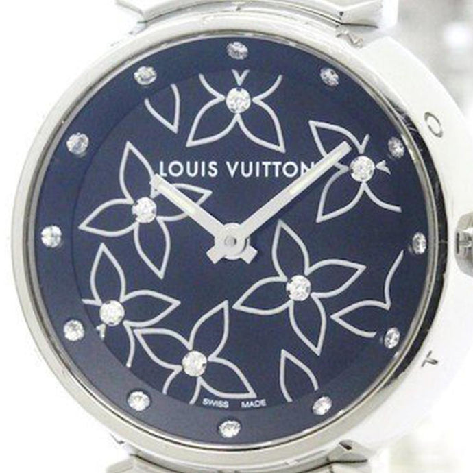 Louis Vuitton Tambour Stainless Steel Diamonds Ladies Watch For