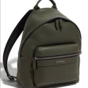 【SALVATORE FERRAGAMO】LEATHER BACKPACK Salvatore Ferragamo Men's Calfskin Leather Backpack, Loden